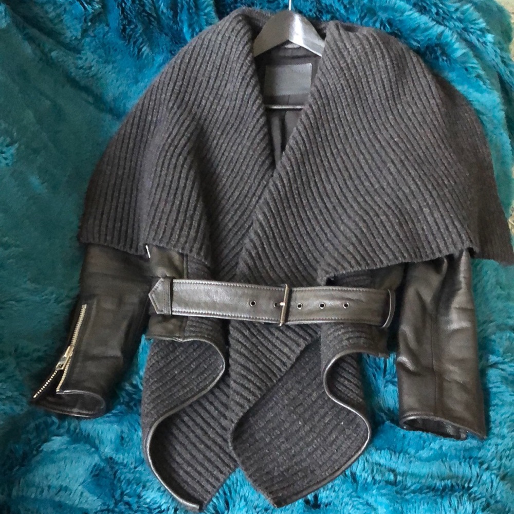 All Saints wrap leather biker jacket